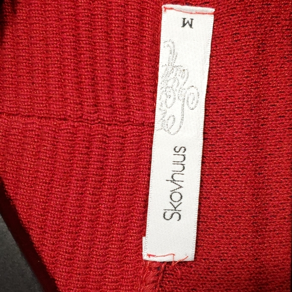 Skovhuus | Cozy Micro Check Indie Artsy Red Minimalist Pullover Sweater - Picture 2 of 10